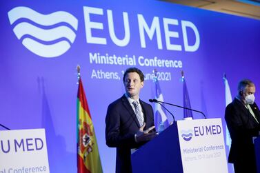File photo: France's Secretary of State for European Affairs, Clement Beaune speaks during an EU MED (MED7) Ministerial Conference's news conference in Athens, Greece, June 11, 2021. Reuters