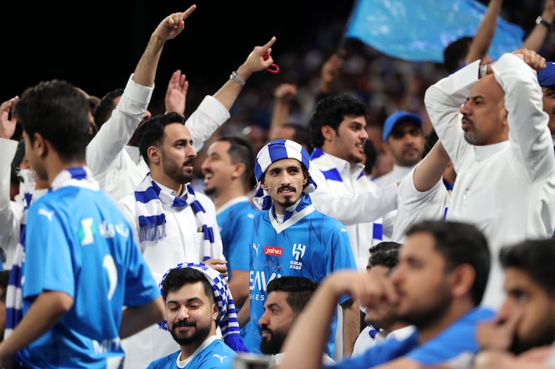 Fans during the second leg of the AFC Champions League semi-final between Al Ain and Al Hilal, in Riyadh, Saudi Arabia. Chris Whiteoak / The National