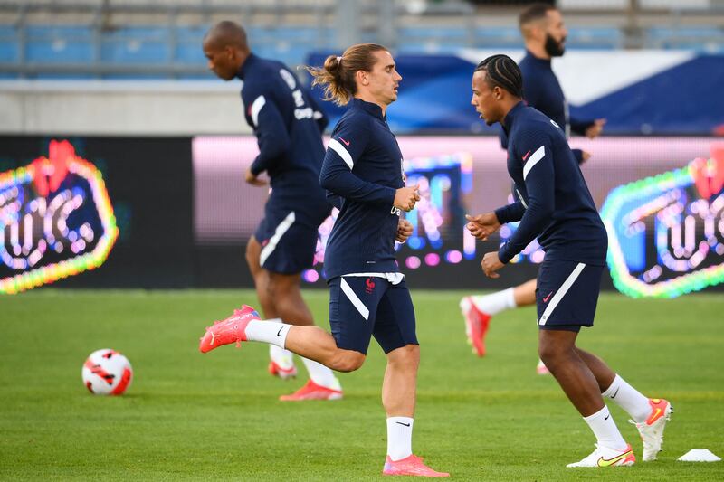 Antoine Griezmann takes part in a training session wit the France national team at the Meineau stadium in Strasbourg. AFP