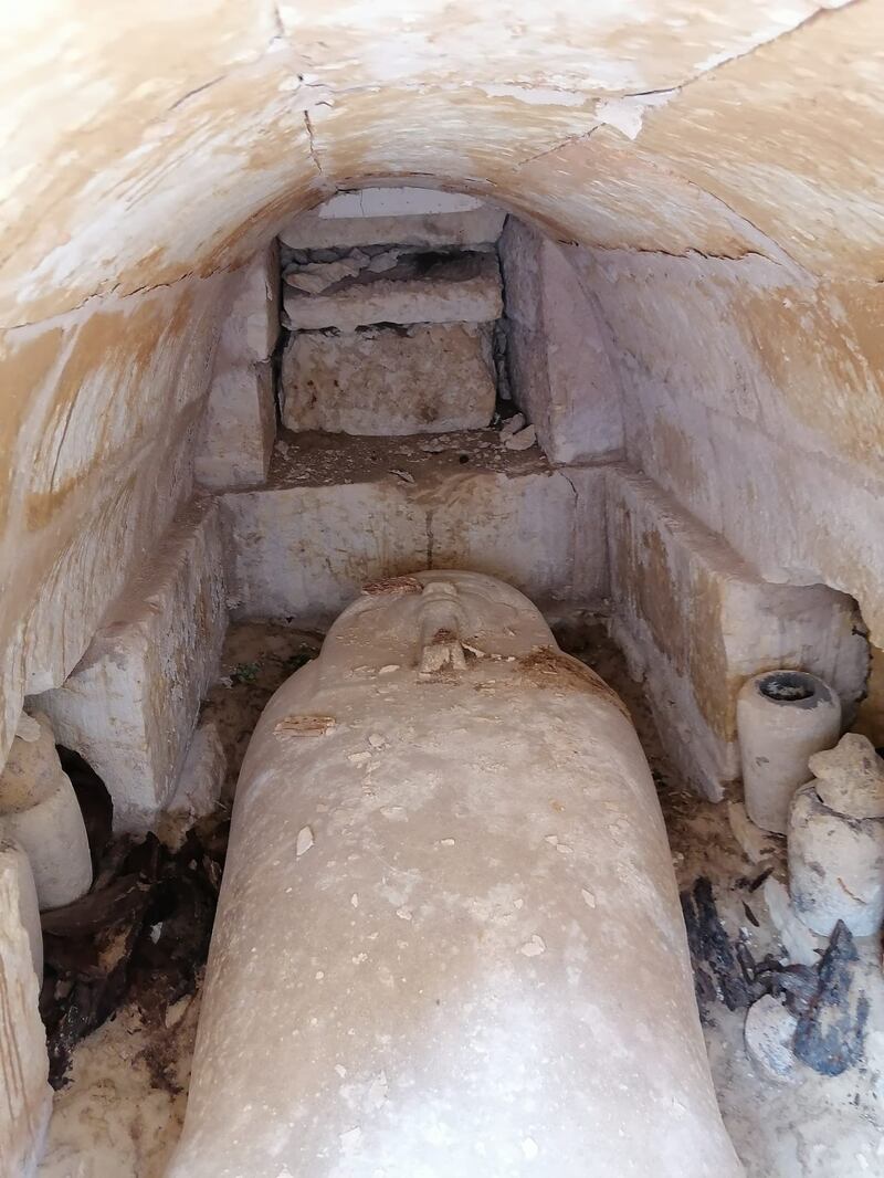 The limestone male sarcophagus contained a mummy, which was in a good state of preservation.