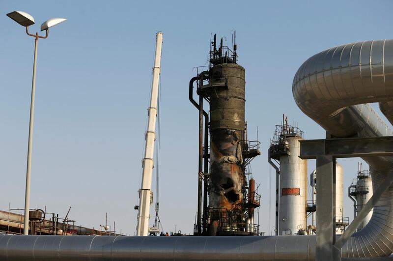 View of the damaged site of Saudi Aramco oil facility in Abqaiq. Reuters