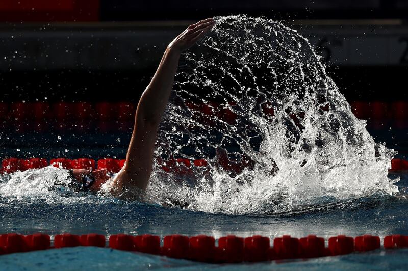 Unites States' Ally McHugh competes in the women's 200m backstroke heats during the TYR Pro Swim Series at Mission Viejo at Marguerite Aquatics Centre in California, on Saturday, April 10. Getty