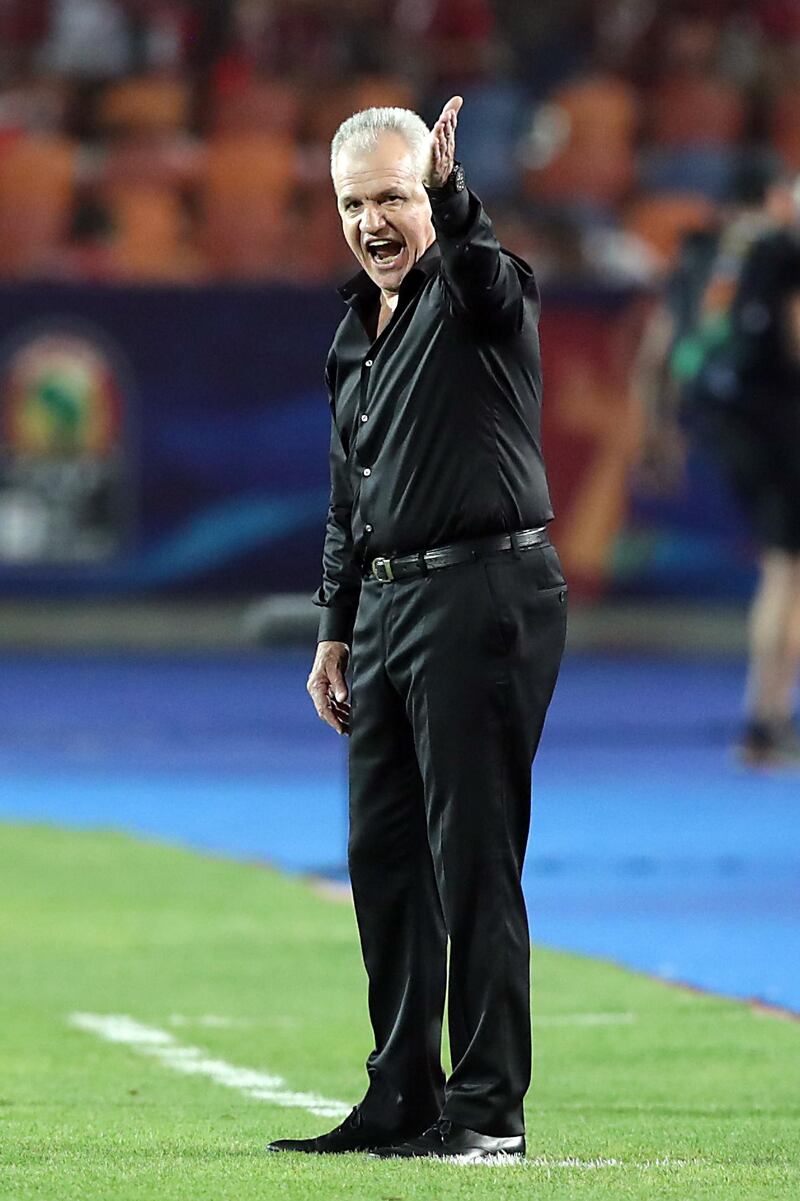 Egypt head coach Javier Aguirre shouts instructions from the sidelines. EPA