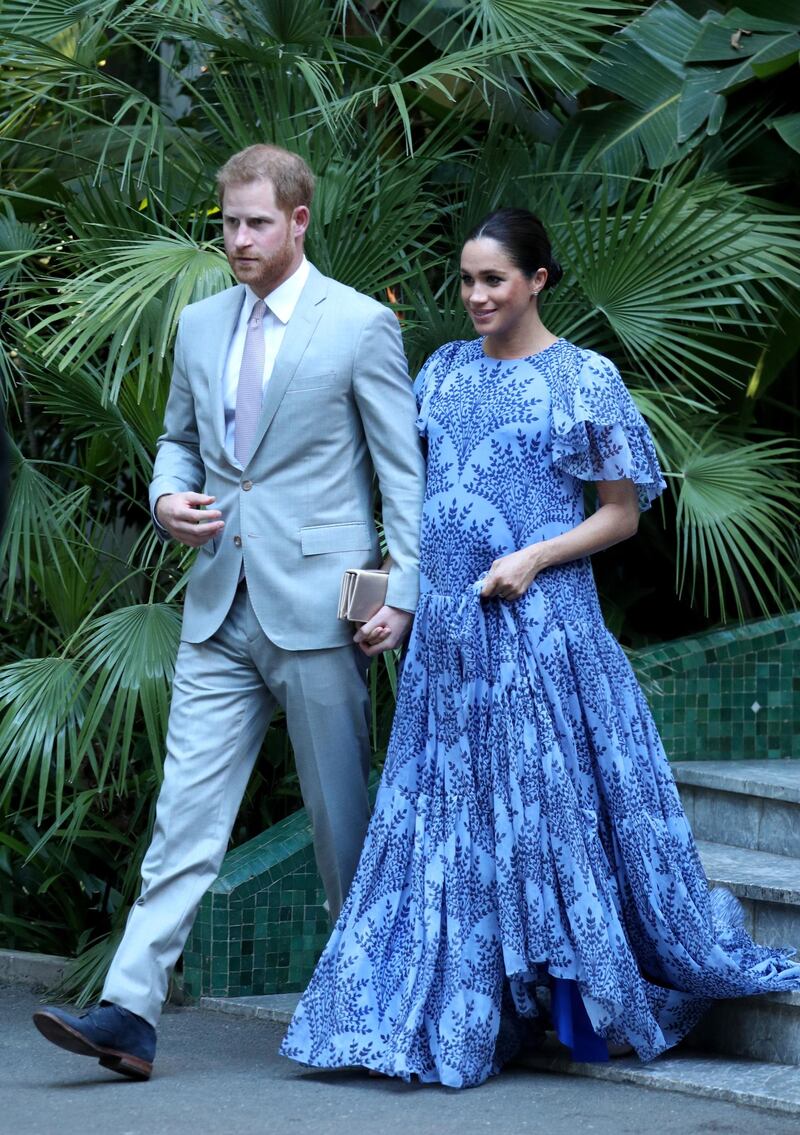 Prince Harry and Meghan Markle arrive at a royal residence to meet King Mohammed VI of Morocco. Getty Images