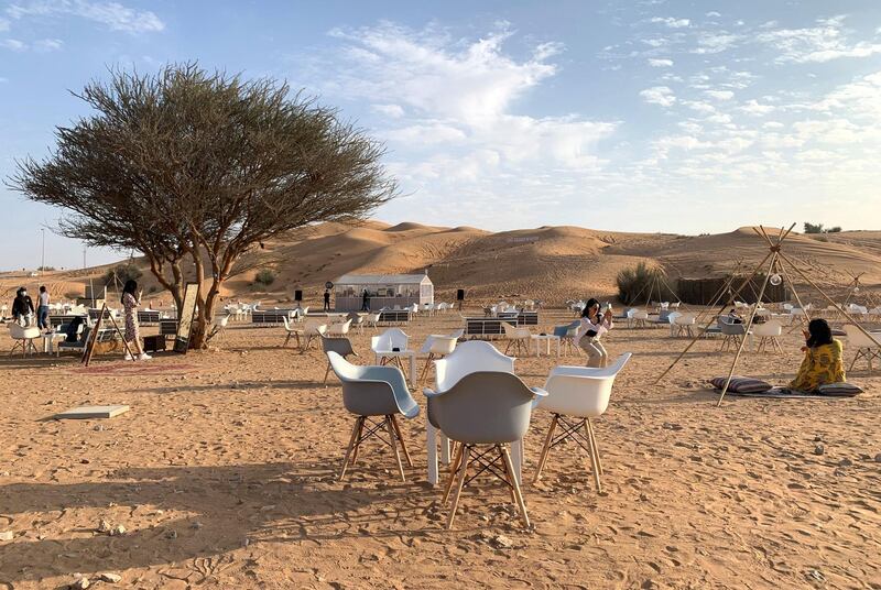 DUBAI, UNITED ARAB EMIRATES , March 1, 2021 – View of the sitting area at the One Degree Café in Margham area in Dubai. (Pawan Singh / The National) For Lifestyle/Instagram/Online. Story by Janice