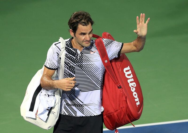 Roger Federer of Switzerland leaves the court after losing his second-round match to Evgeny Donskoy of Russia at the Dubai Duty Free Tennis ATP Championships in Dubai, UAE on March 01, 2017. EPA