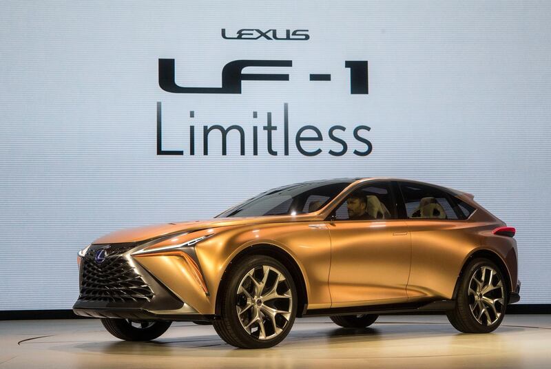 FILE- In a Jan. 5, 2018, file photo, the Lexus LF-1 Limitless concept vehicle is presented at the North American International Auto Show in Detroit. Japanese vehicle brands are exploring new design ideas, and figuring out what sets them apart from their U.S. and European rivals, with new prototype vehicles. Nissan, Infiniti and Lexus are all unveiling new concept cars at the Detroit auto show, which opens to the public, Saturday, Jan. 20. (AP Photo/Tony Ding, File)