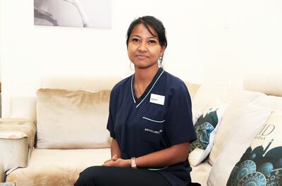 Waafika Seegers, intensive care unit manager at the Mediclinic Parkview at her home in JVC District 11 in Dubai. Pawan Singh / The National 