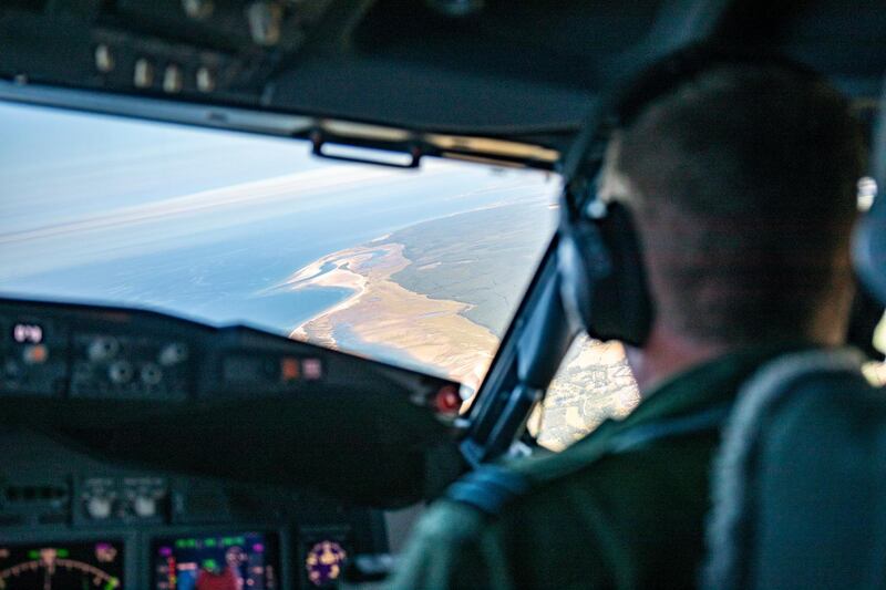 A pilot's view of the White Cliffs of Dover. The cliffs, near to where the migrant crisis is unfolding, are also a traditional British sign of returning home. MoD