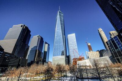 NEW YORK, NEW YORK - MARCH 05: A view of the One World Trade Center building on March 05, 2021 in New York City. (Photo by Roy Rochlin/Getty Images)