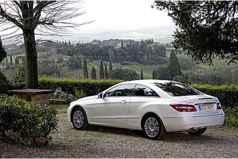 The E350 Coupe has a touch of the street fighter about its looks.