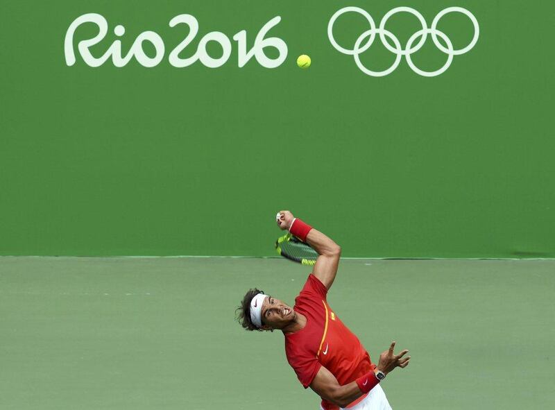 Rafael Nadal of Spain in action against Gilles Simon of France in the Rio 2016 Olympics men’s singles third round match, Rio de Janeiro, Brazil, August 11 2016. Toby Melville / Reuters