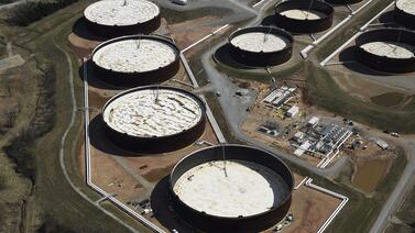 Crude oil storage tanks in Cushing, Oklahoma. Reuters