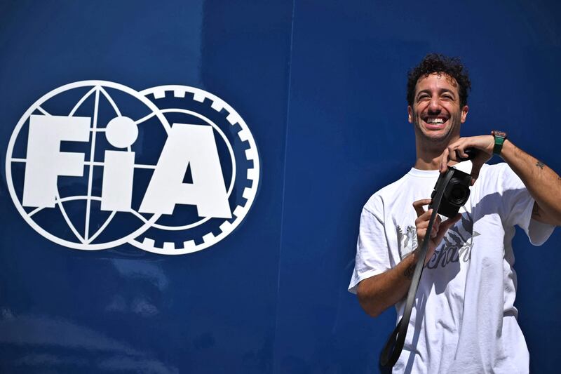 McLaren's Australian driver Daniel Ricciardo arrives at Yas Marina Circuit. AFP