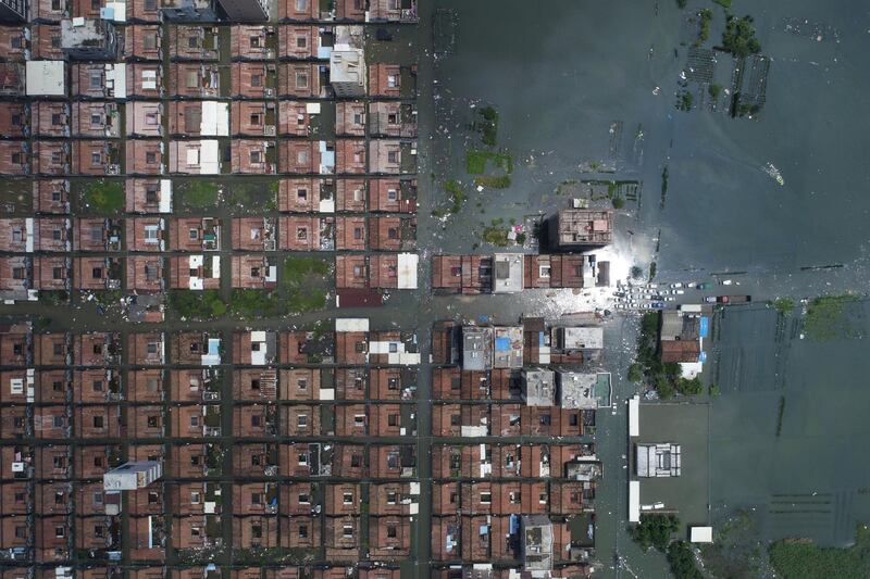 Residential houses submerged in floodwaters following heavy rainfall are seen at a town in Shantou, Guangdong province, China. Reuters