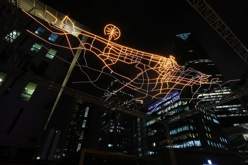 The installation was created using a network of LED lights over an area of 18 metres by 11 metres.