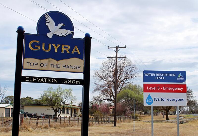 A sign indicating the water restriction level as a result of a drought stands in Guyra. Reuters