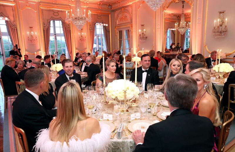 Guests attend a dinner at Winfield House, the residence of the US Ambassador, where US President Trump is staying whilst in London. AFP