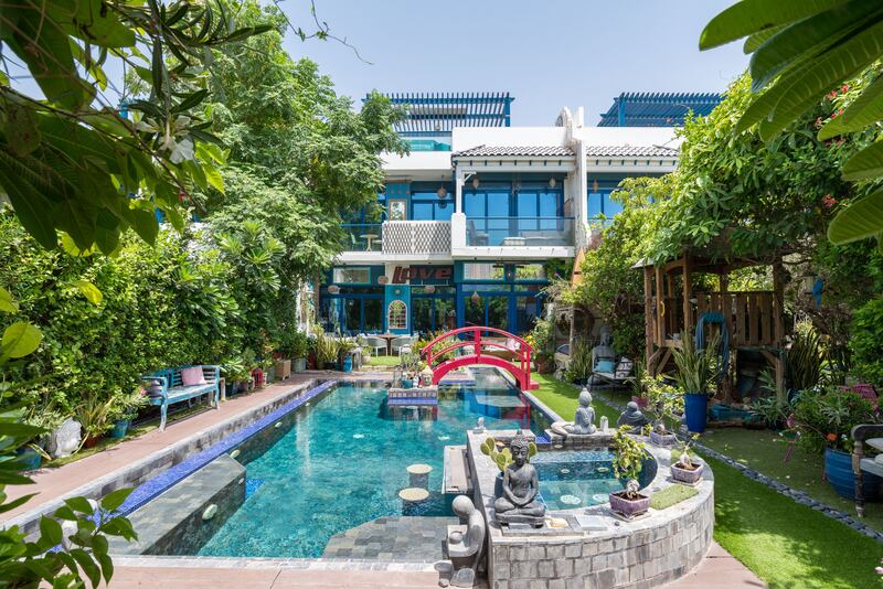 A nine-bedroom Palm Jumeirah townhouse that comes with a Bali-inspired garden and pool