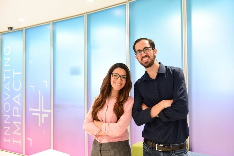 Sondos Mleitat and Majd Manadre, co-founders of tele-health start-up Hakini, are seeking to ease access to mental health services in Palestine and Mena. Photo: Hakini