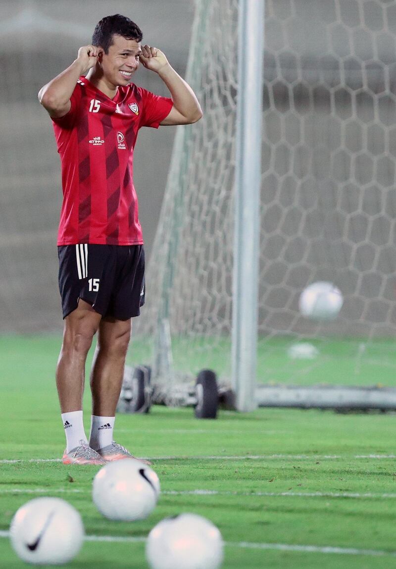 UAE's Fabio De Lima during training before the game between the UAE and Thailand in the World cup qualifiers at the Zabeel Stadium, Dubai on June 6th, 2021. Chris Whiteoak / The National. 
Reporter: John McAuley for Sport