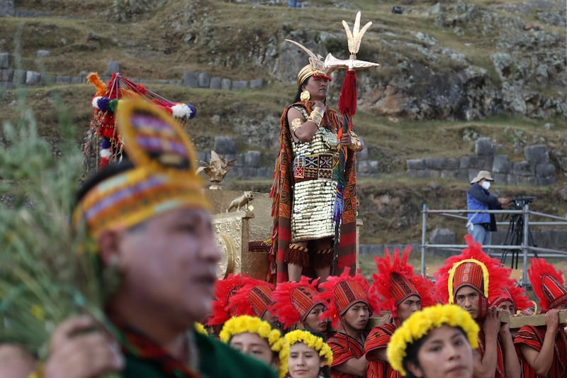 About 400 artists take part in the celebration of the Inti Raymi or Fiesta del Sol (Party of the Sun), in the archaeological complex of Sacsayhuaman, in Cusco, Peru. The Inca celebration marks the beginning of the Andean New Year.  EPA