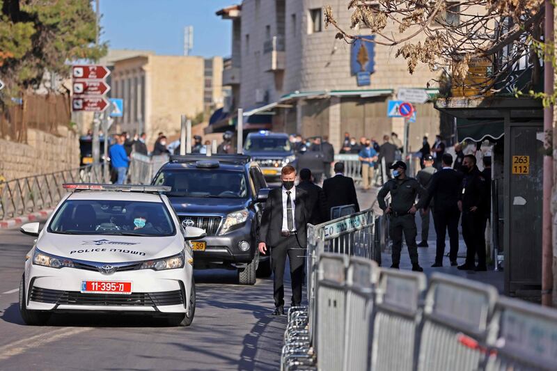 The motorcade of Israeli Prime Minister Benjamin Netanyahu en route to court in occupied east Jerusalem. AFP