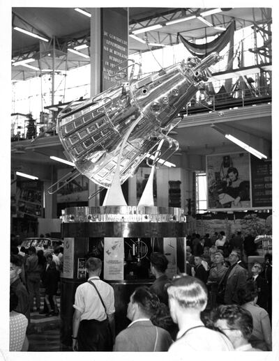 A model of Sputnik 111, the newest addition to the Soviet Pavilion in Brussels Belgium, 1958. (Photo by Express/Archive Photos/Getty Images)