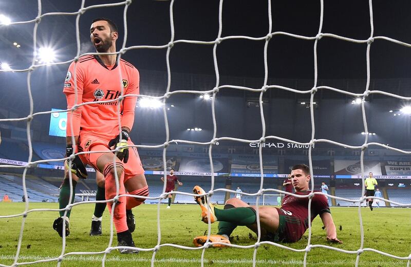 Leander Dendoncker scores an own goal and the first for City at the Etihad Stadium. Reuters