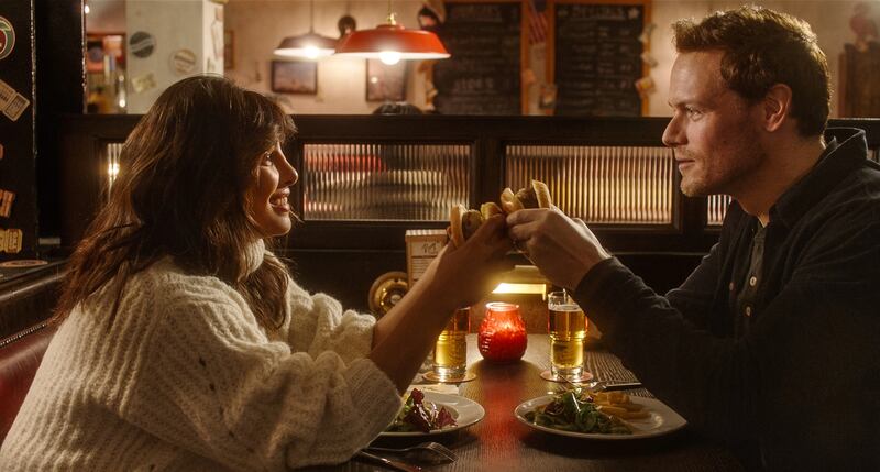 Priyanka Chopra and Sam Heughan star in Love Again. Photo: Sony Pictures Entertainment