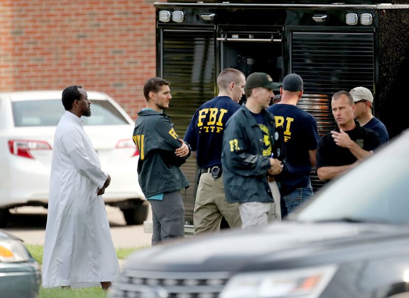 Police investigate the explosion at the Dar Al Farooq Islamic Centre in Bloomington, Minnesota, in 2017. AP