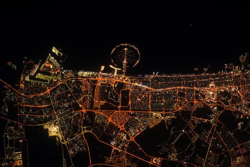 The lights of Dubai shine bright from space.