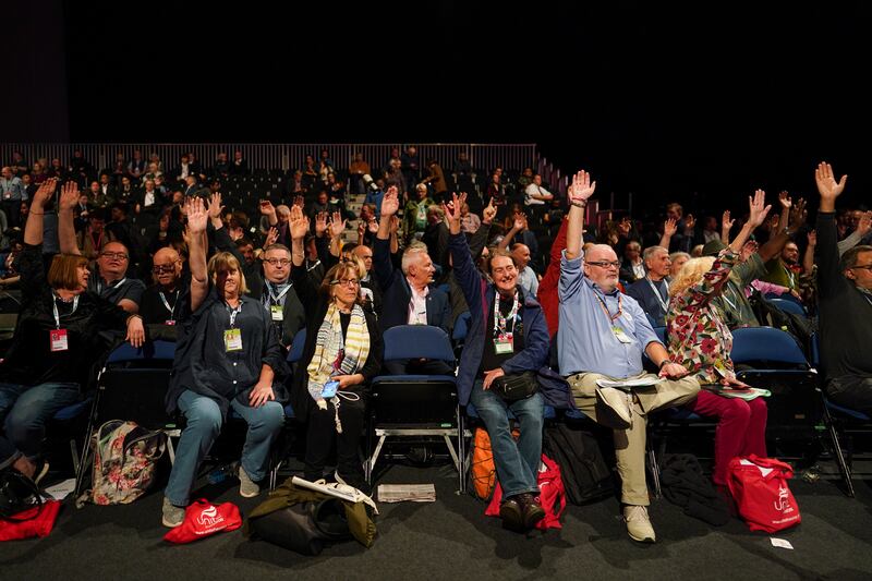 Delegates vote on day two of the Labour Party Conference. Getty Images