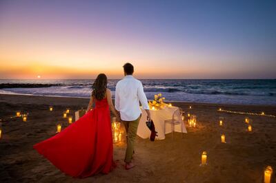 Caesars Bluewaters Dubai is offering couples a romantic dinner on the beach. Courtesy Caesars Palace Dubai