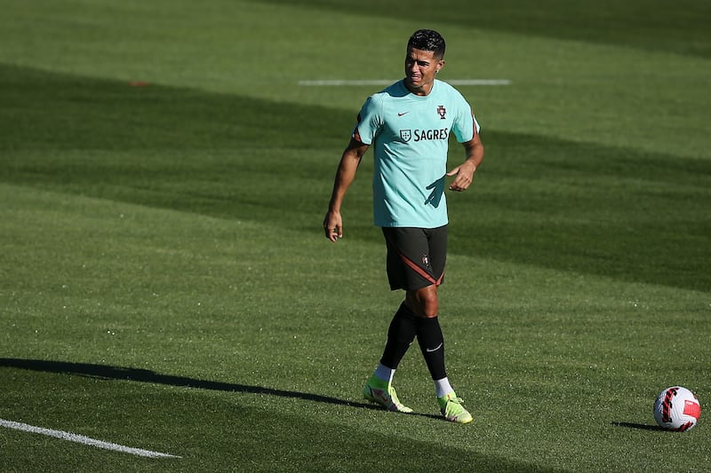Portugal's Cristiano Ronaldo at training of their World Cup qualifers against Ireland and Azerbaijan and friendly versus Qatar. EPA