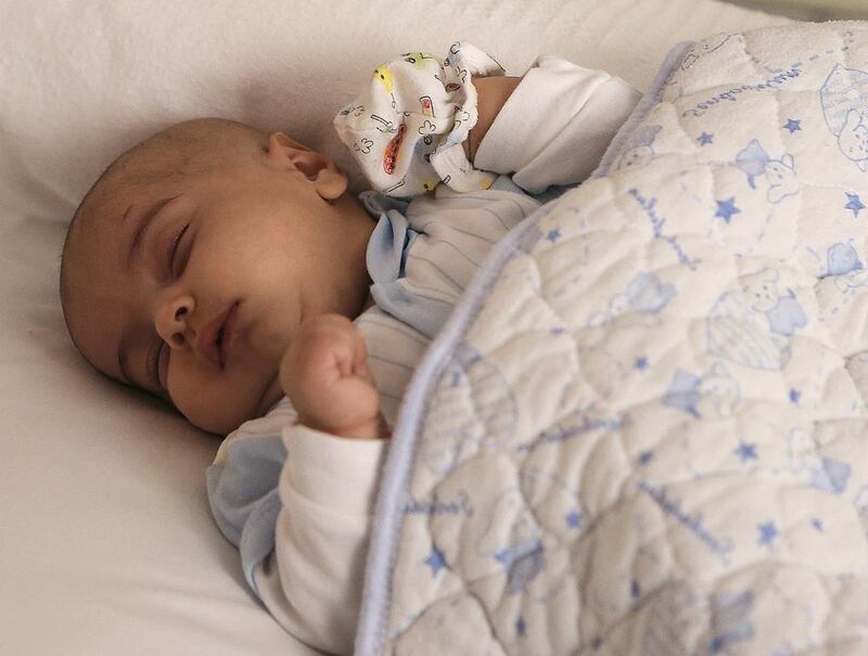 Baby boy Suliman Nil Suliman was operated on for two aneurysms at Al Qassimi Hospital in Sharjah. Sarah Dea / The National