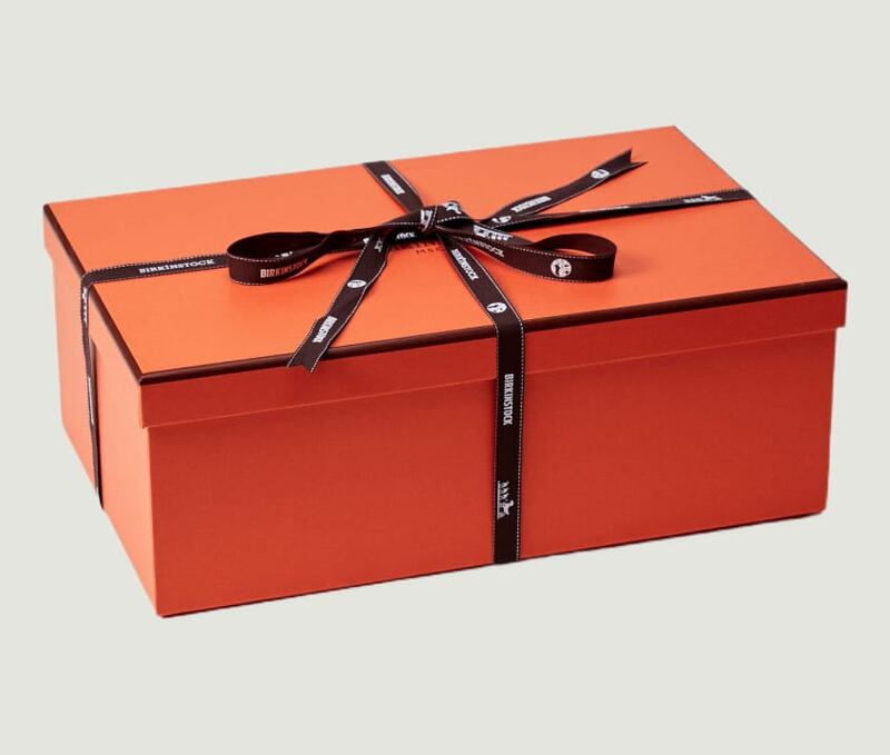 The packaging for the MSCHF 'Birkinstock' shoes is a copycat of the Hermes original. Courtesy MSCHF