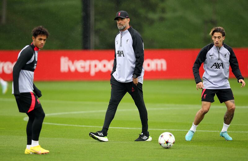 Liverpool manager Jurgen Klopp oversees training. PA