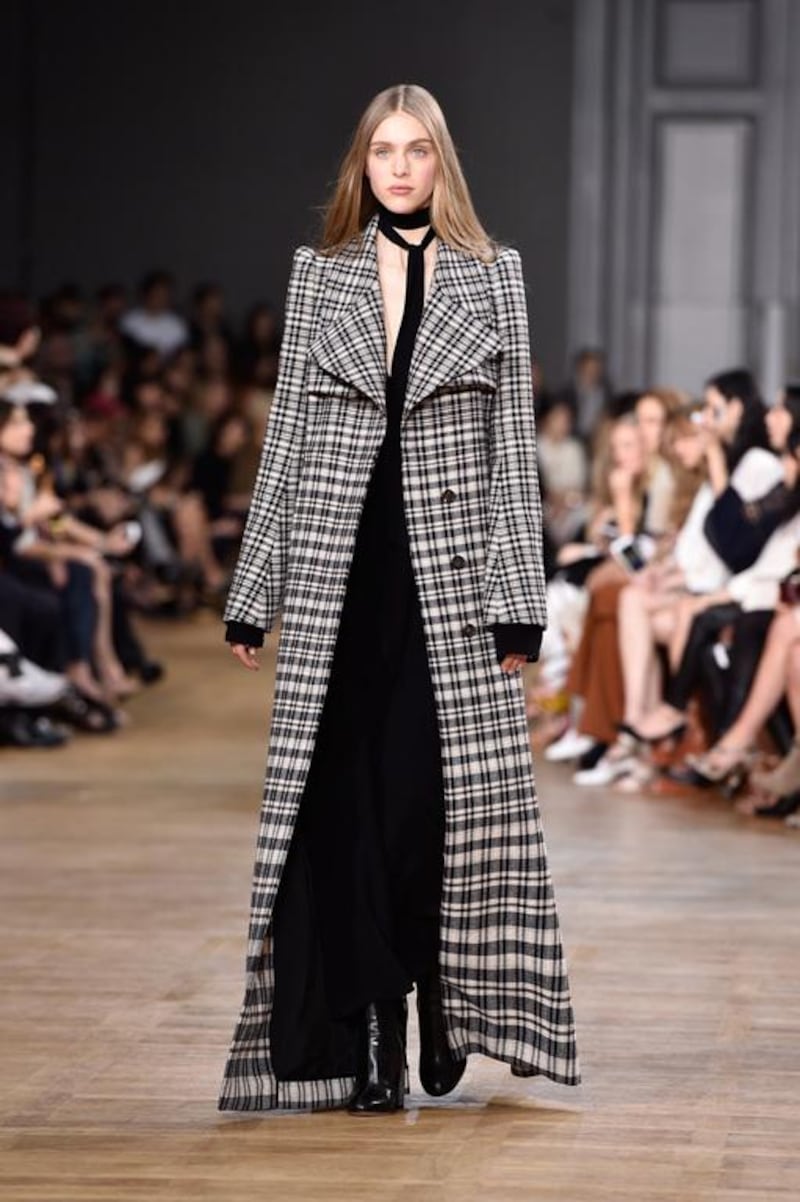 Runway trends to try out with your tailor: The maxi coat. Fabrics: chiffon blend, linen, wool. Fall/winter 2015 runway reference: Balmain, Chloé, and MSGM. Pascal Le Segretain / Getty Images