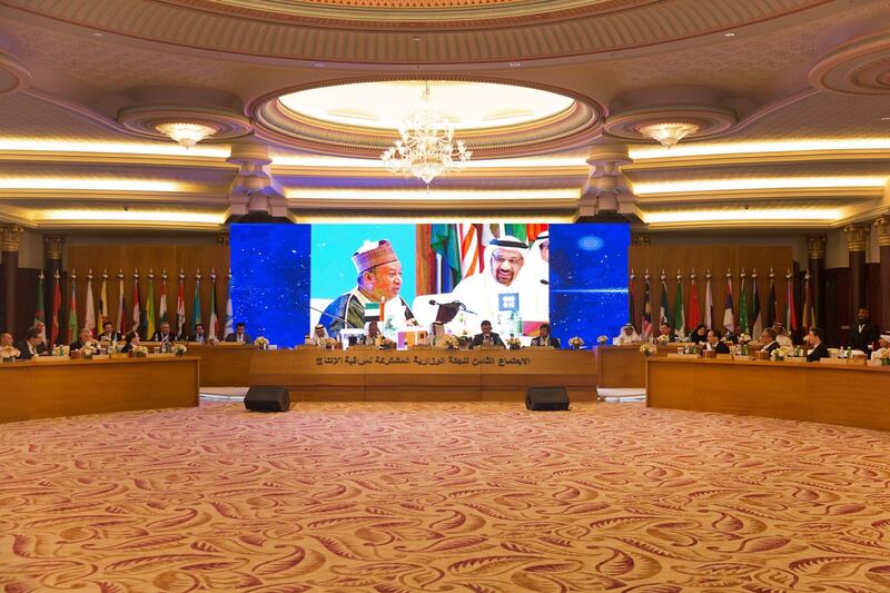 Representatives of Organization of Petroleum Exporting Countries (OPEC) and non-OPEC countries attend the Joint Ministerial Monitoring Committee (JMMC) of OPEC in Jeddah, Saudi Arabia, on Friday, April 20, 2018. The oil stockpile surplus that’s weighed on prices for three years is all but gone, but instead of celebrating victory OPEC and Russia are finding reasons to continue production cuts. Photographer: Abdulrahman Abdullah/Bloomberg