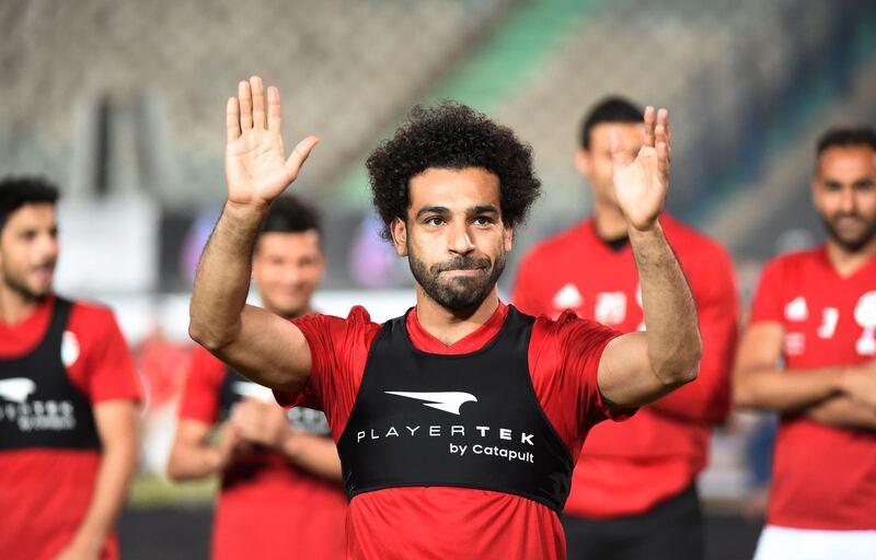 Mohamed Salah attends his teammates final practice training session. Khaled Desouki / AFP