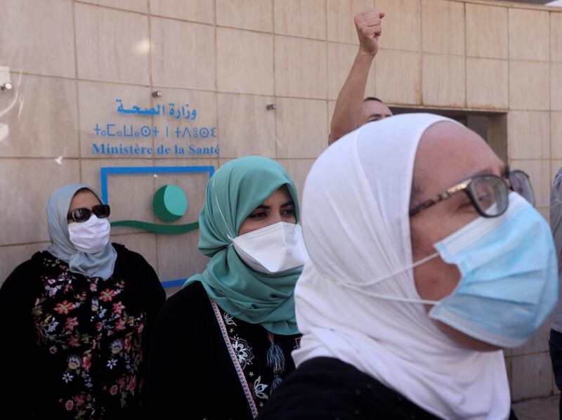 Medical staff protest for higher pay and better working conditions in Rabat, Morocco. Reuters