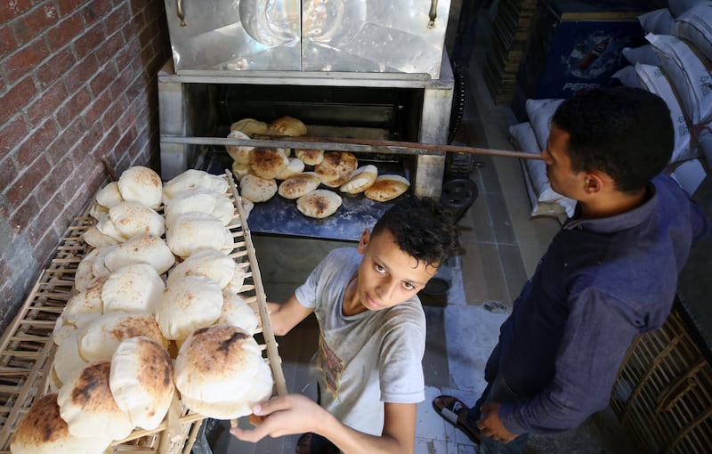 A bakery in Cairo. A 50 per cent depreciation in the value of the Egyptian pound against the dollar has sent consumer prices soaring. EPA