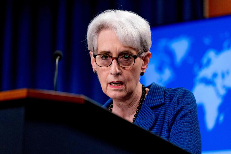 US Deputy Secretary of State Wendy Sherman speaking about Afghanistan at the State Department in August. AFP