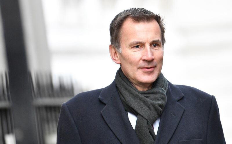 epa07328956 Britain's Foreign Secretary Jeremy Hunt arrives at Downing Street for political cabinet in London, Britain 29 January 2019. The House of Commons is set to vote on amendments to British Prime Minister May's Brexit plan in parliament on 29 January.  EPA/NEIL HALL