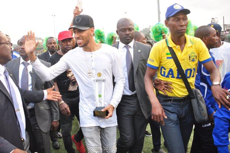 Pierre-Emerick Aubameyang is in Gabon following his African Player of the Year triumph while the rest of the Borussia Dortmund squad train in Dubai. Steve Jordan / AFP

