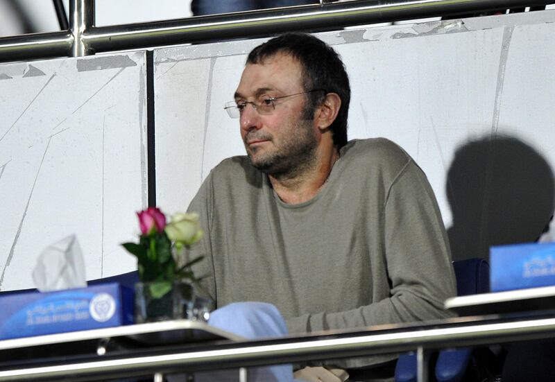 (FILES) This file photo taken on January 17, 2012 shows shows Russian powerful oil and metals magnate, billionaire Suleiman Kerimov watching a friendly football match Russia's Anzhi Makhachkala against Iraq at Al Nasr Stadium in Dubai. 
The billionaire and Russian senator Suleiman Kerimov was arrested on the evening of November 21, 2017 and placed in custody in Nice, south-east France, where he is questioned in connection with  a case of tax evasion, according to a judicial source. / AFP PHOTO / NEWSTEAM / SERGEI RASULOV JR.