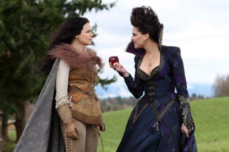 Ginnifer Goodwin, left, and Lana Parrilla, in Once Upon a Time. Jack Rowand / ABC / AP Photo