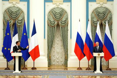 Mr Macron made a failed bid to negotiate peace with Vladimir Putin in early 2022. AFP 