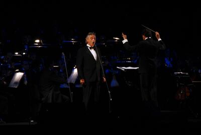 Italian tenor Andrea Bocelli enchanted audiences at the pyramids in 2010. AP